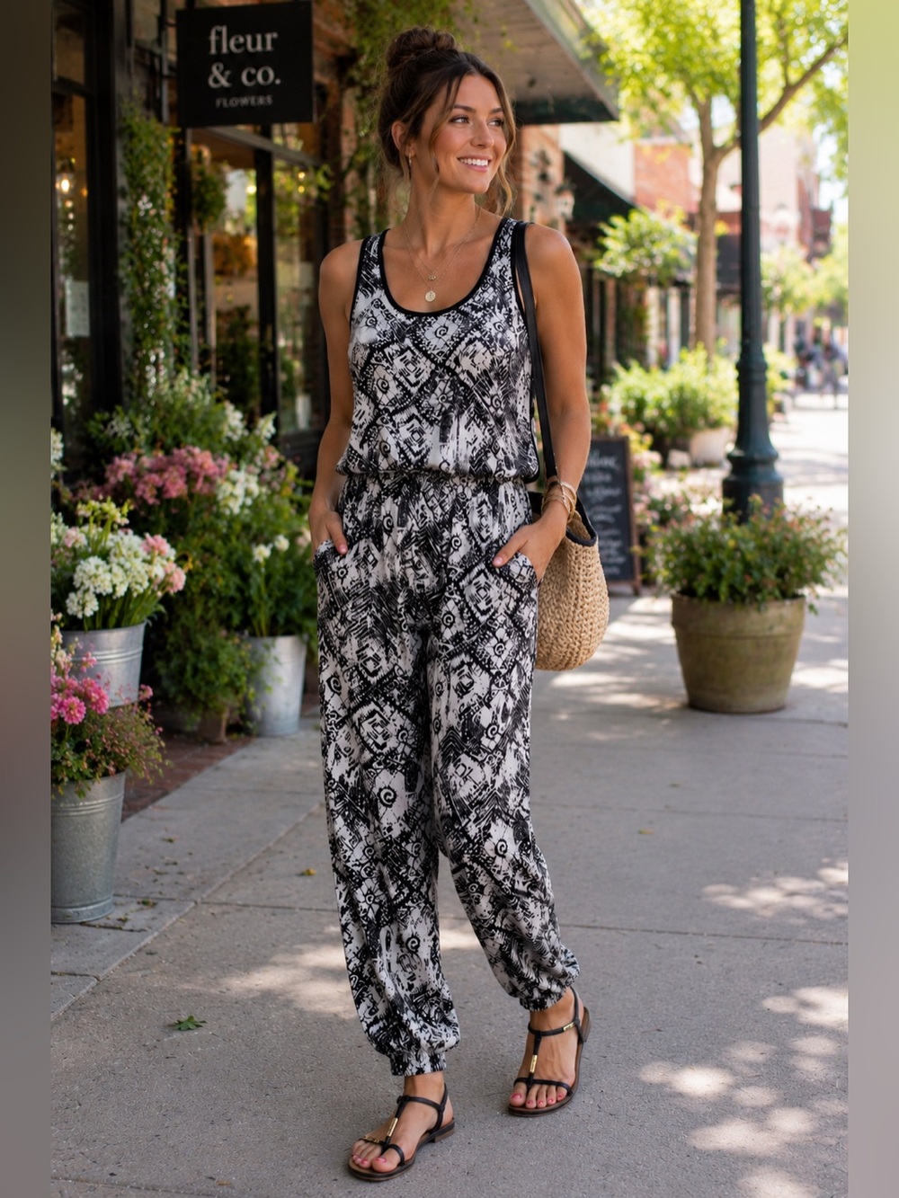 Felicity & Coco Geometric Racerback Jumpsuit XS